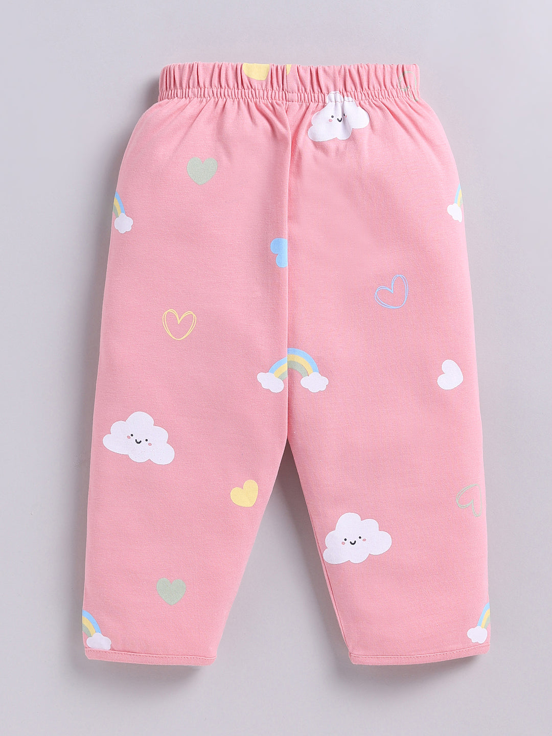 Pink Graphic Cotton Full Sleeve Night Suit
