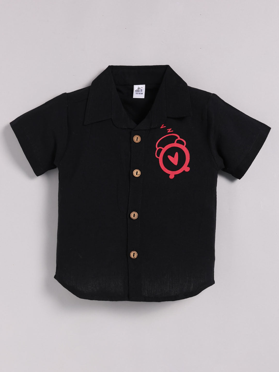 Black Cotton Typography Co-ord Set Half Sleeve