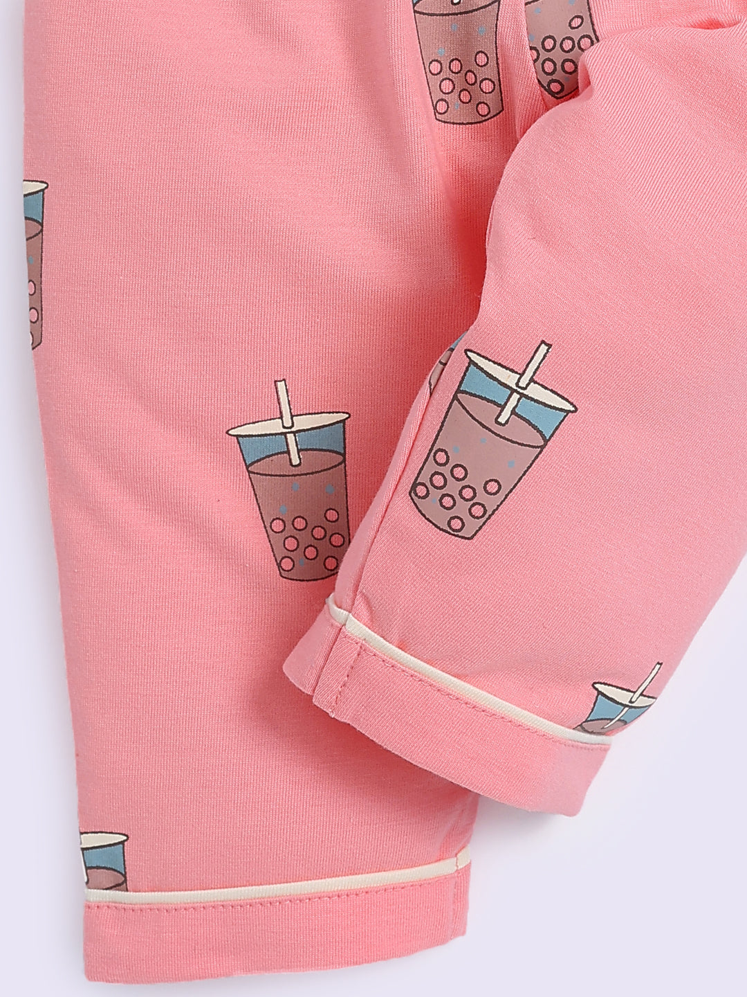 Pink Cotton Typography Full Sleeve Night Suit