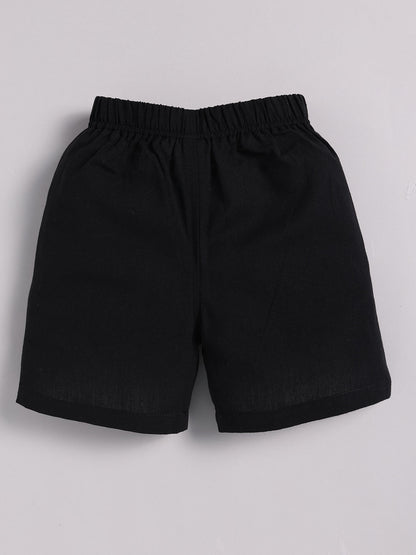 Black Cotton Typography Co-ord Set Half Sleeve