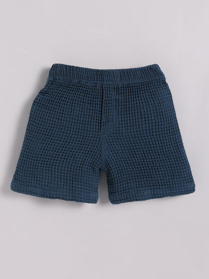 Blue Cotton Solid Half Sleeve Co-ord Set