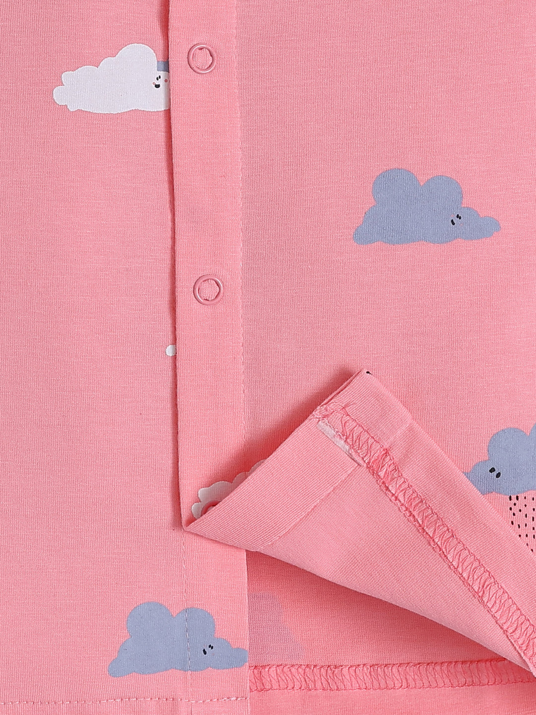 'Clouds' Pink Cotton Full Sleeve Night Suit