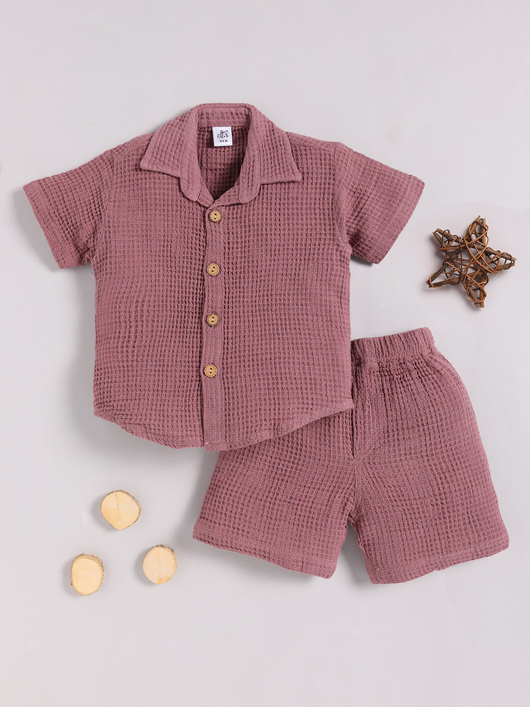 Purple Cotton Solid Half Sleeve Co-ord Set