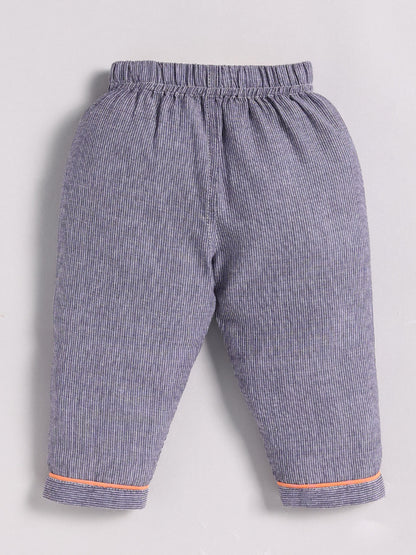 Grey Cotton Typography Full Sleeve Night Suit