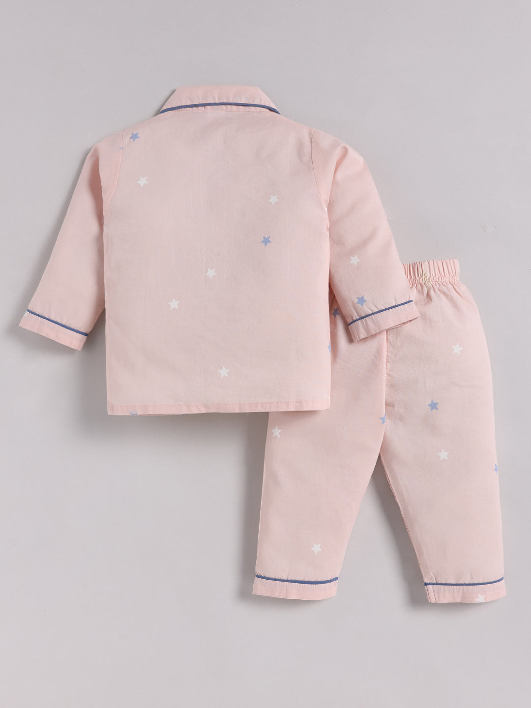"Starry" Pink Cotton Full Sleeve Night Suit