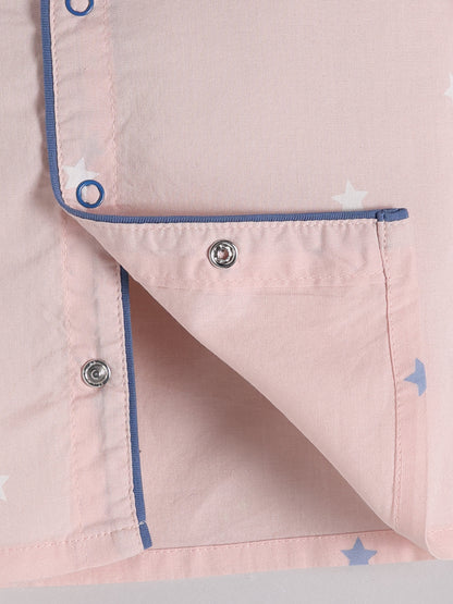 "Starry" Pink Cotton Full Sleeve Night Suit