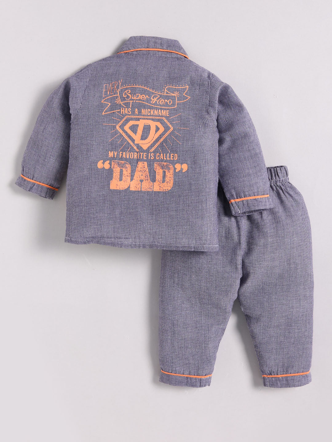 Grey Cotton Typography Full Sleeve Night Suit