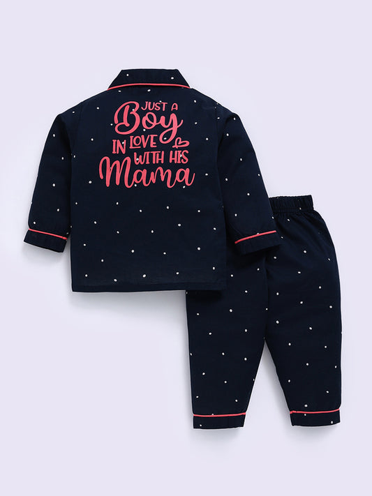 In Love with My Mom Typography Full Sleeve Night Suit