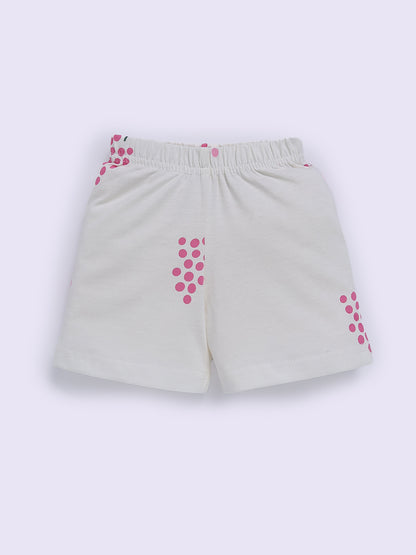 Off White "Grapes" Half Sleeve Cotton Co-ord Set