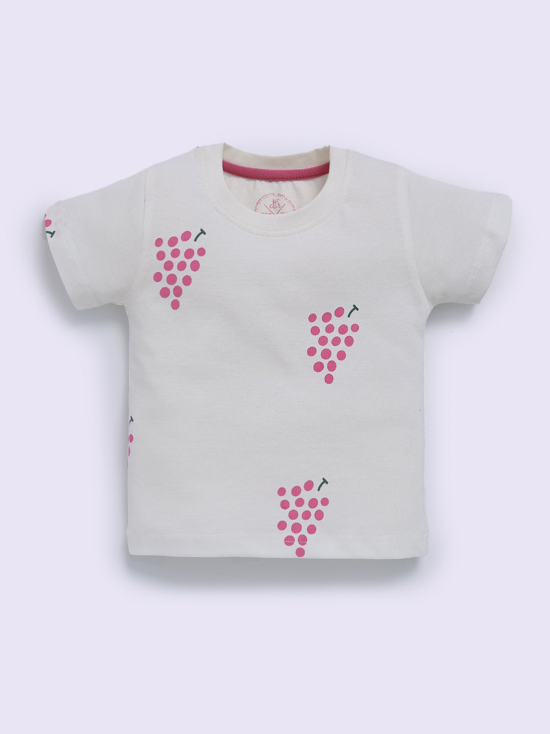 Off White "Grapes" Half Sleeve Cotton Co-ord Set
