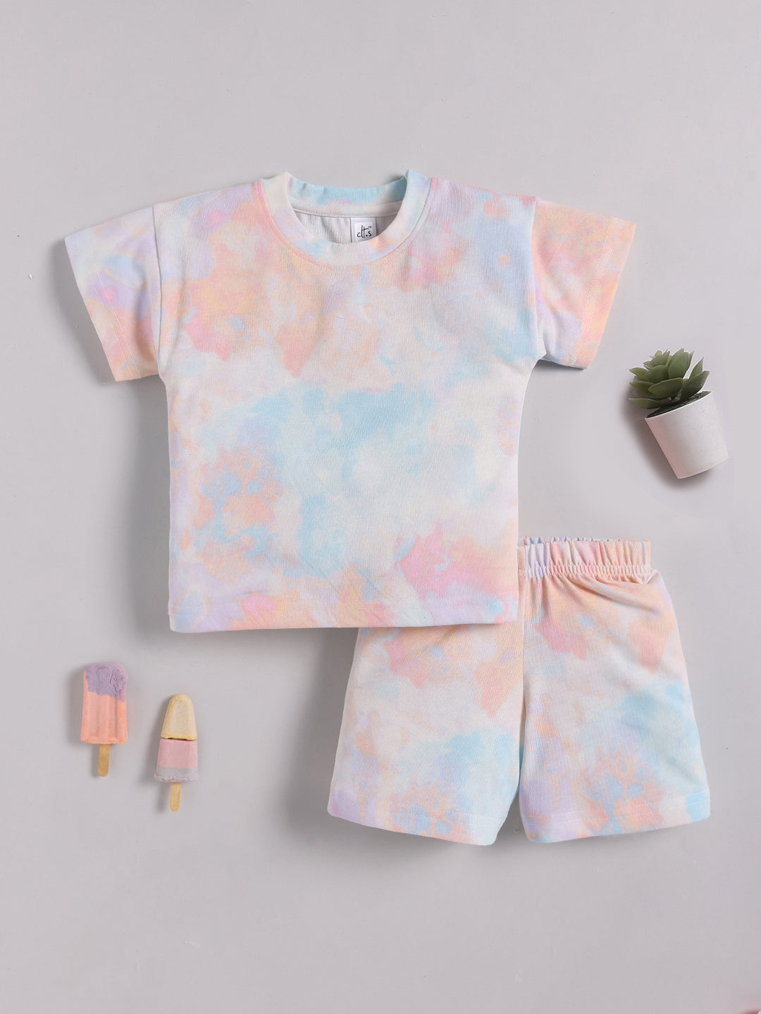 Multi Cotton Half Sleeve Tie and Dye Co-ord Set