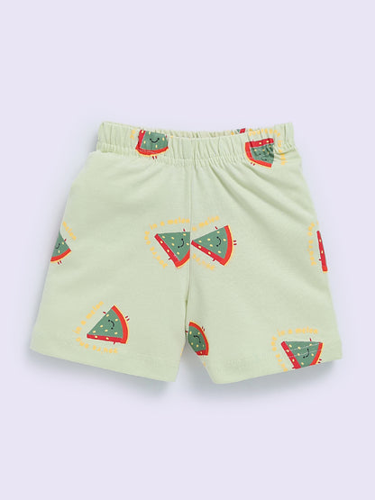 Green "Watemelons" Half Sleeve Cotton Co-ord Set