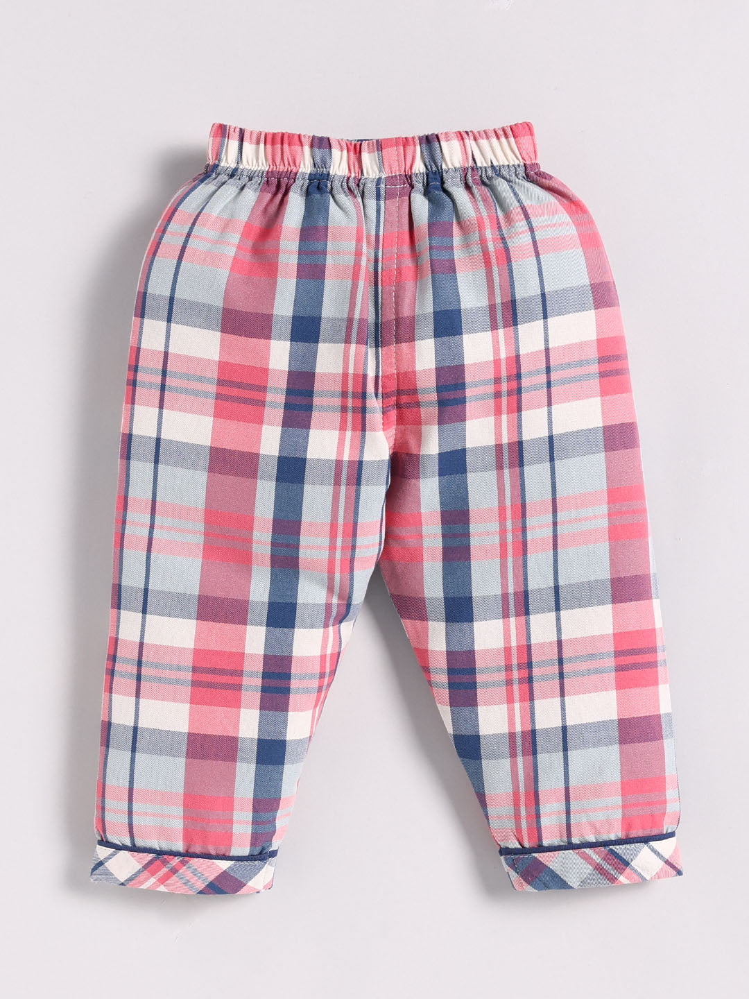 Blue Cotton Checked Full Sleeve Night Suit