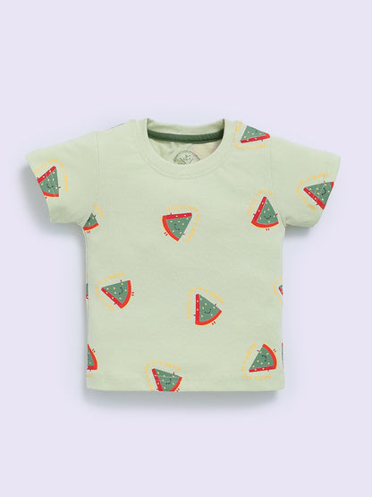 Green "Watemelons" Half Sleeve Cotton Co-ord Set
