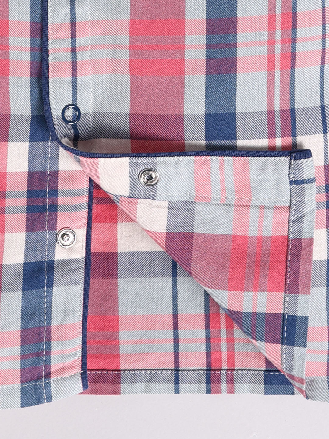 Blue Cotton Checked Full Sleeve Night Suit