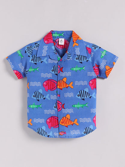 Blue 'Fish' Half Sleeve Co-ord Set
