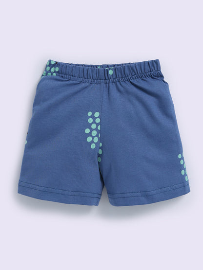 Blue "Grapes" Half Sleeve Cotton Co-ord Set