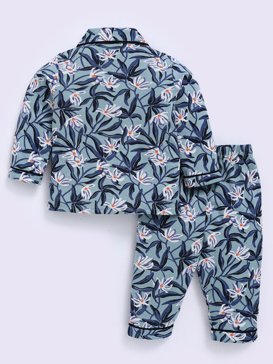 Multi Cotton Floral Full Sleeve Night Suit
