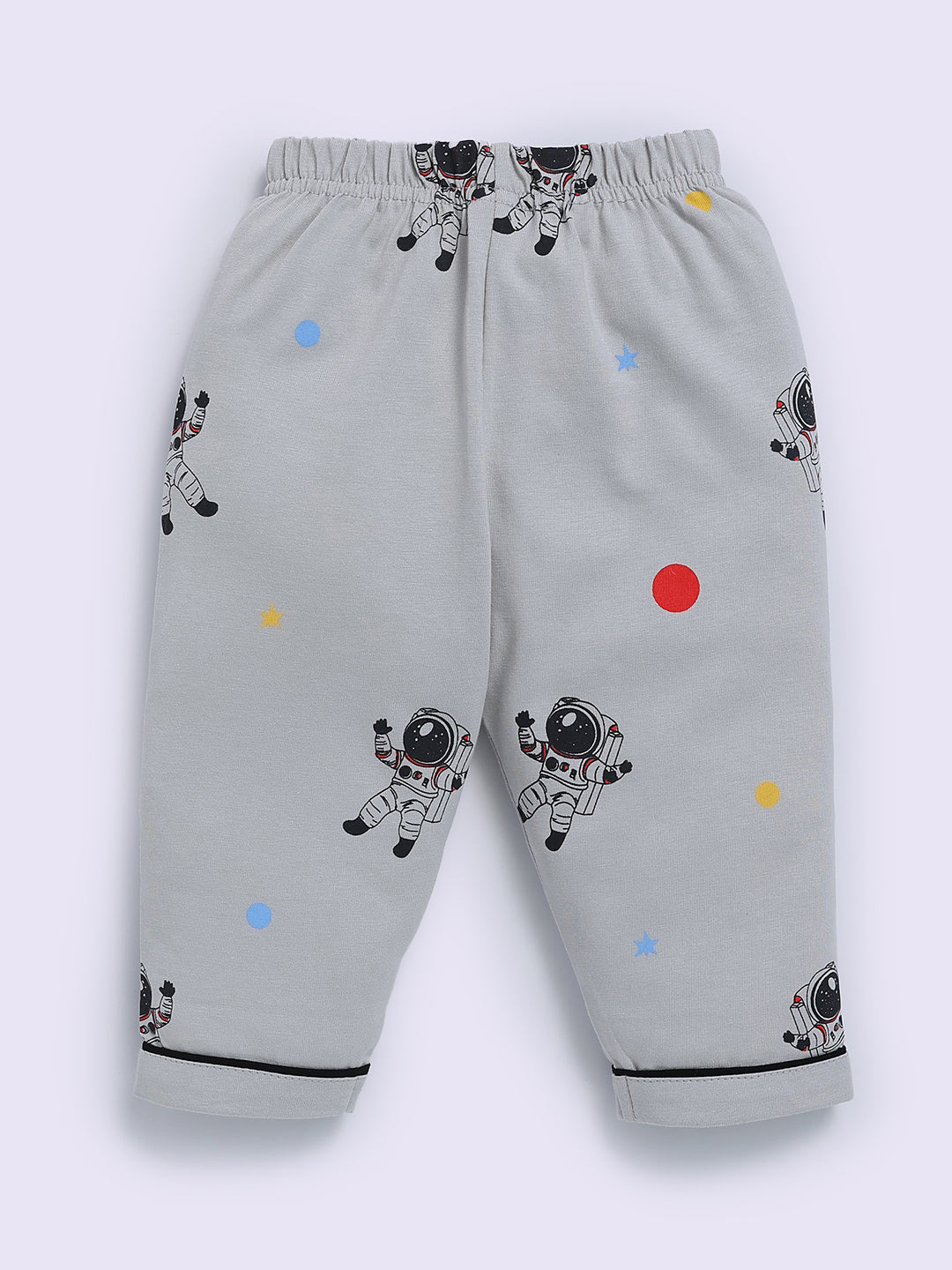 Space Theme Grey Cotton Full Sleeve Night Suit
