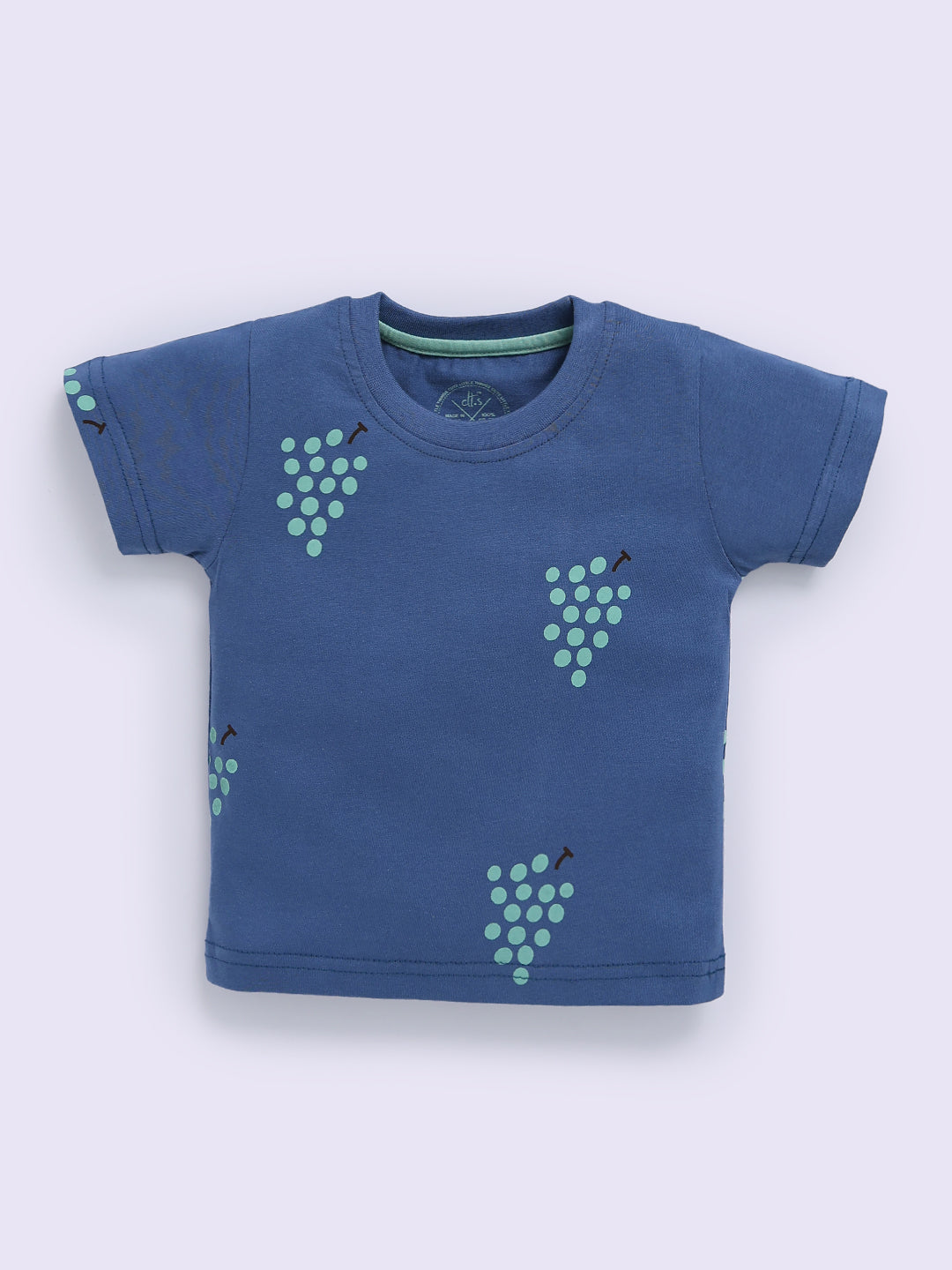Blue "Grapes" Half Sleeve Cotton Co-ord Set