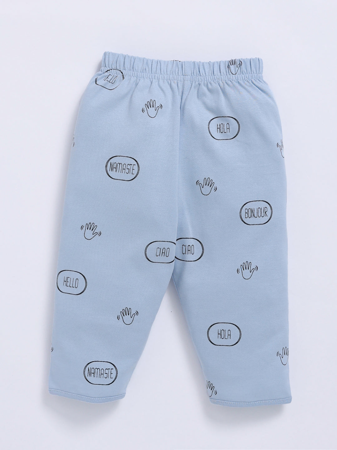 Blue Cotton Typography Full Sleeve Night Suit