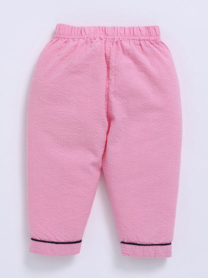 Pink Cotton Typography Full Sleeve Night Suit