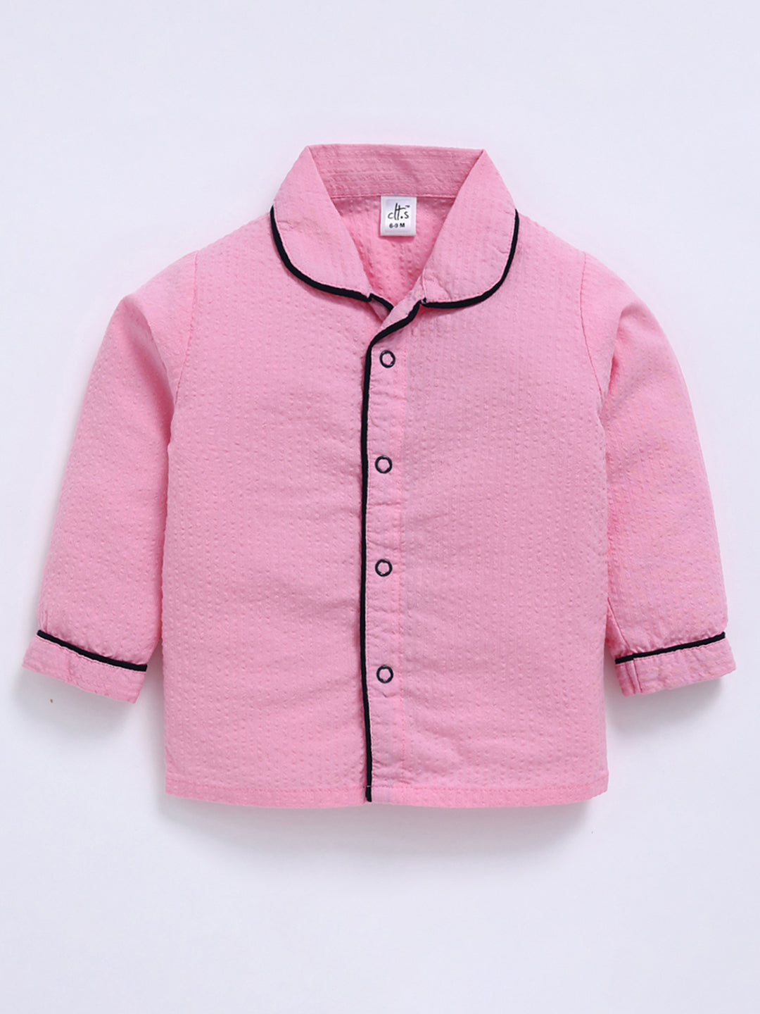Pink Cotton Typography Full Sleeve Night Suit
