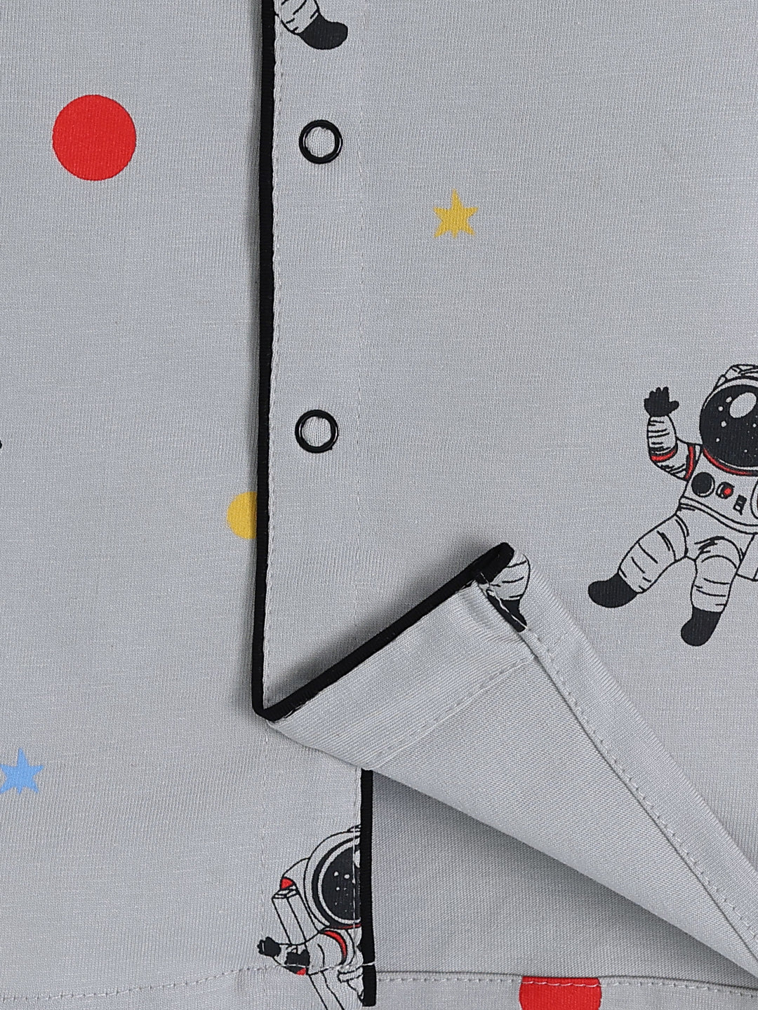 Space Theme Grey Cotton Full Sleeve Night Suit