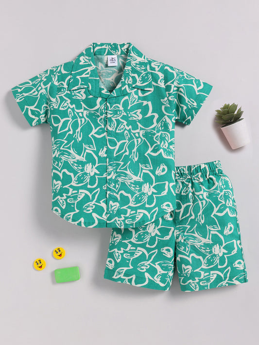 Green Floral Short Sleeves Co-ord Set