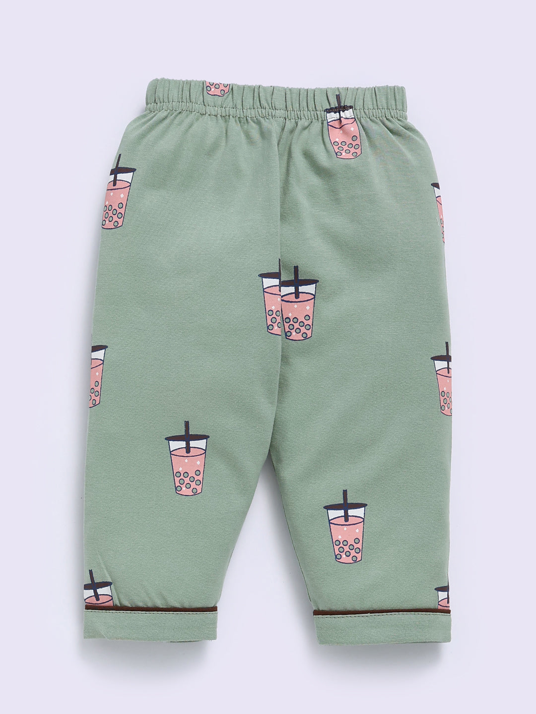 Green Cotton Typography Full Sleeve Night Suit