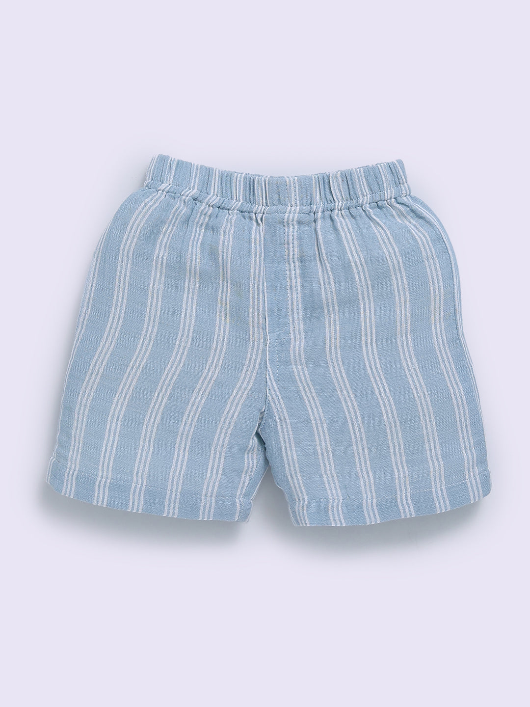 Blue Cotton Striped Half Sleeve Co-ord Set