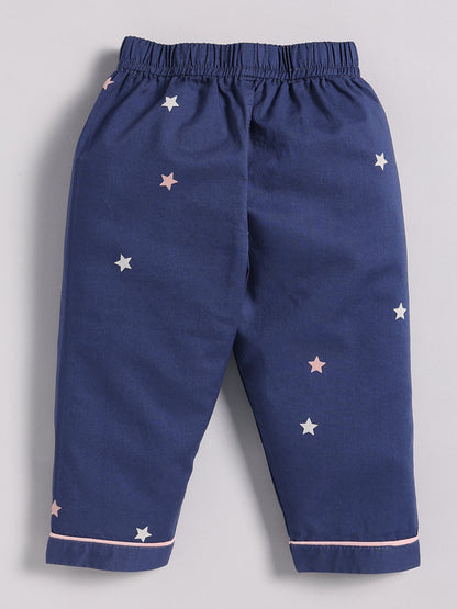 "Starry" Blue Cotton Full Sleeve Night Suit