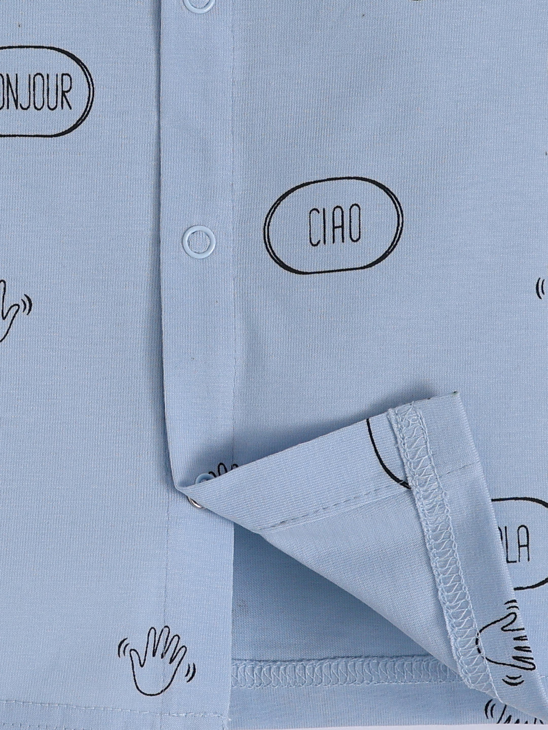 Blue Cotton Typography Full Sleeve Night Suit