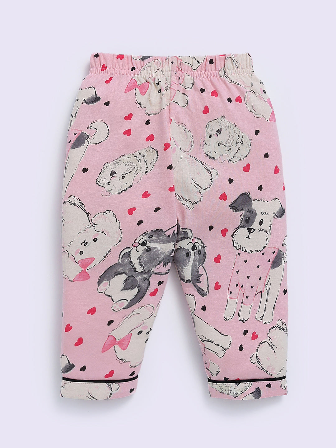 Pink Cotton Animal Print Half Sleeve Night Suit