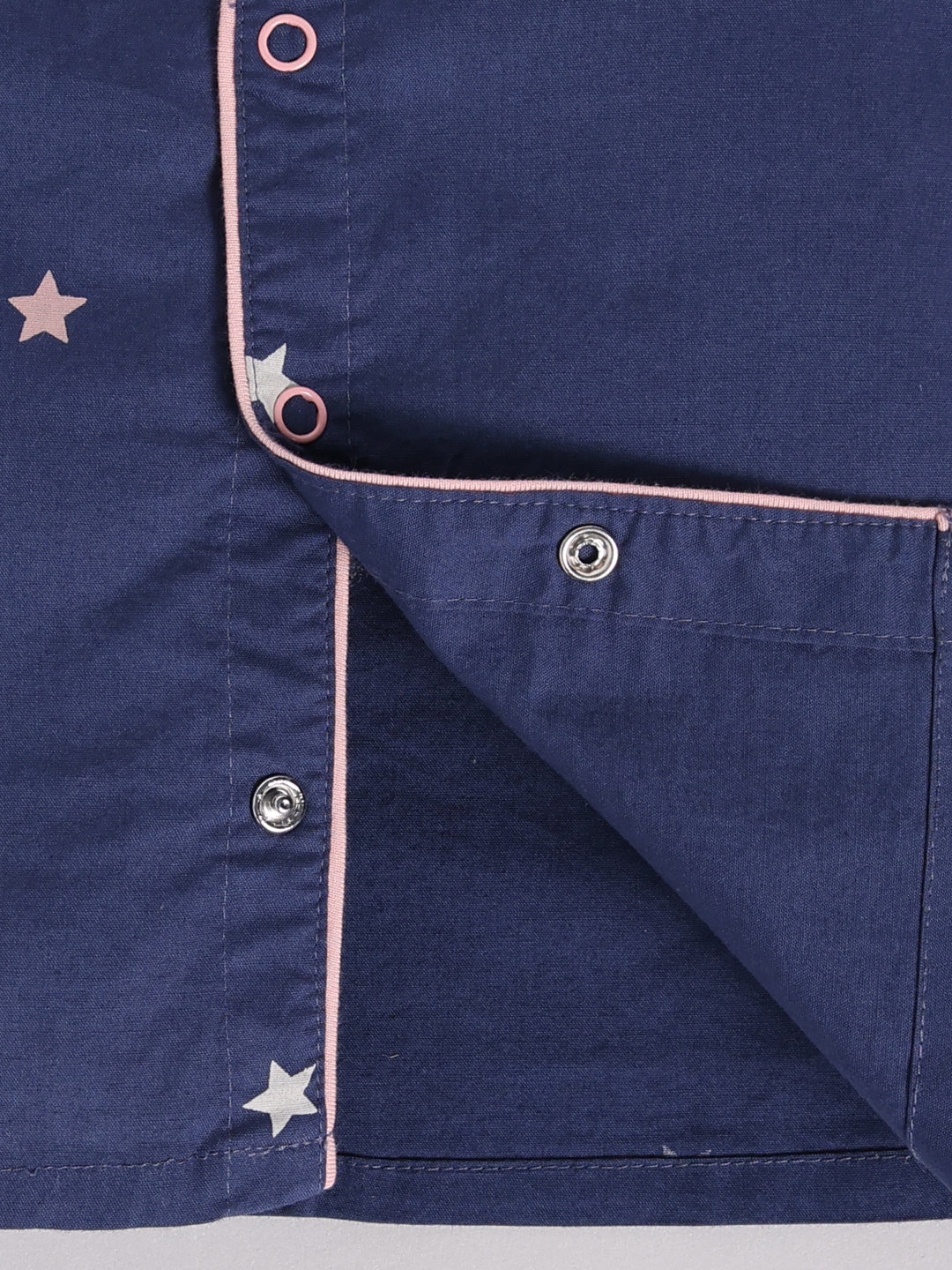 "Starry" Blue Cotton Full Sleeve Night Suit