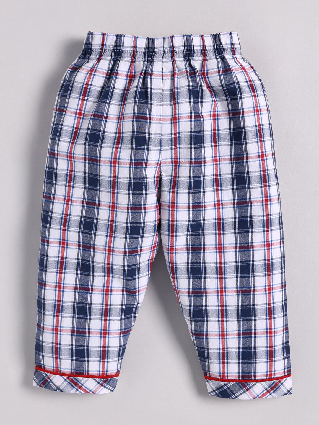 Blue Cotton Checked Full Sleeve Night Suit