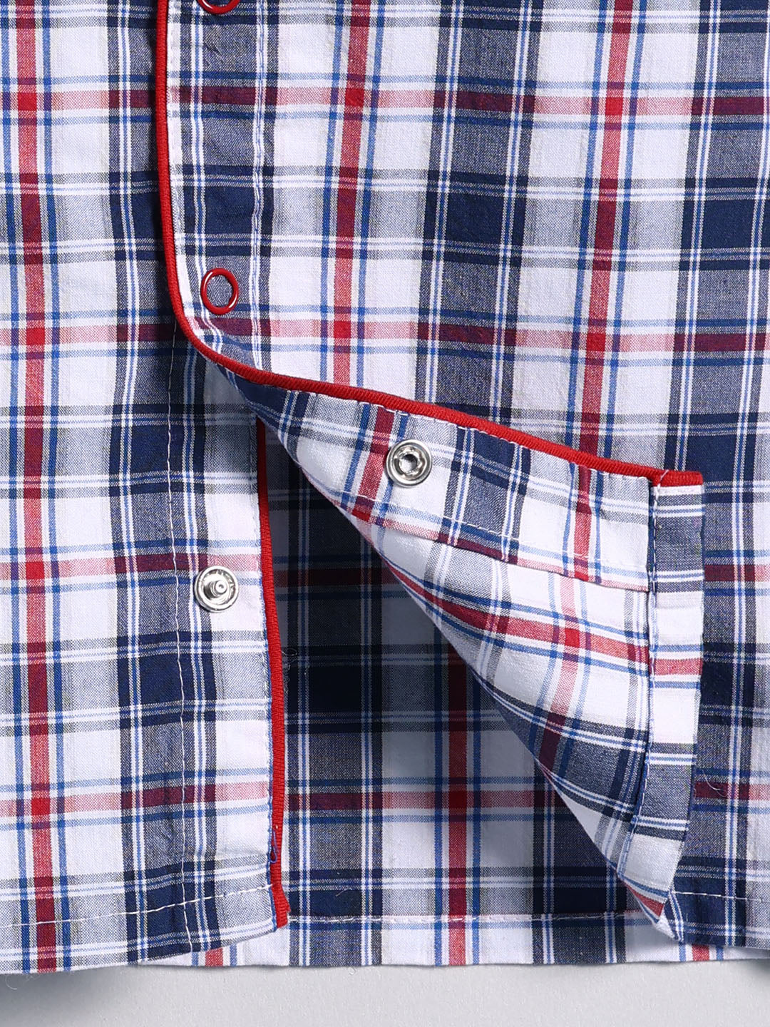 Blue Cotton Checked Full Sleeve Night Suit