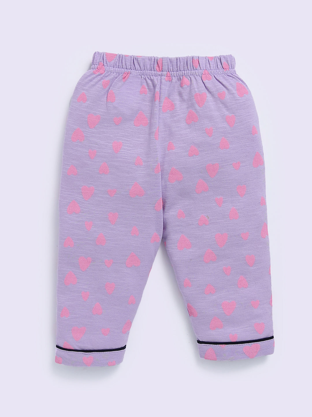 'Hearts' Mauve Cotton Half Sleeve Night Suit