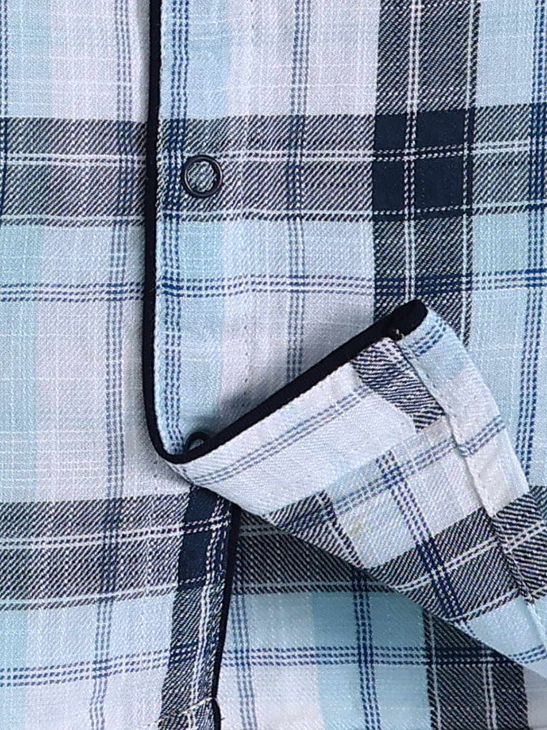 Blue Cotton Checked Full Sleeve Night Suit