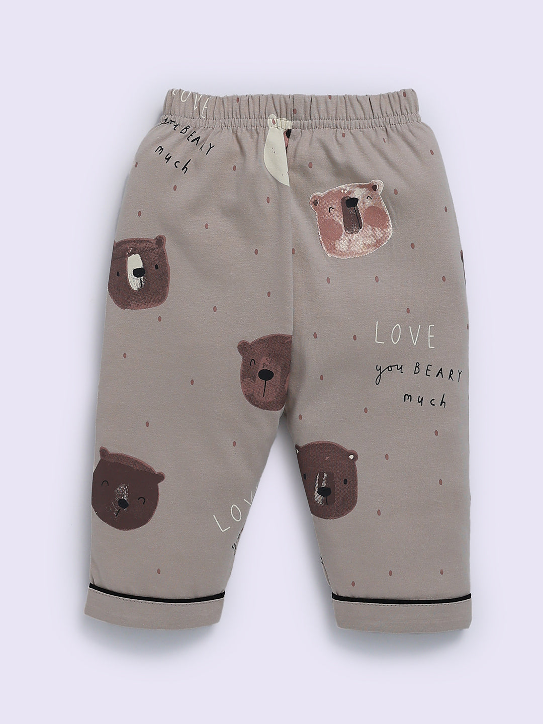 Cement Cotton Bear Print Full Sleeve Night Suit