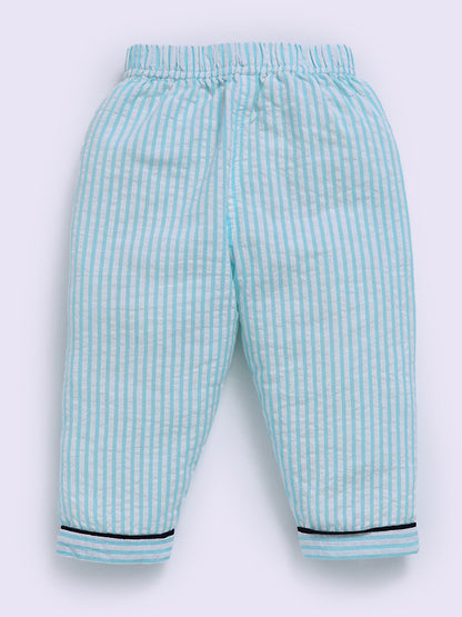 Blue Cotton Typography Full Sleeve Night Suit