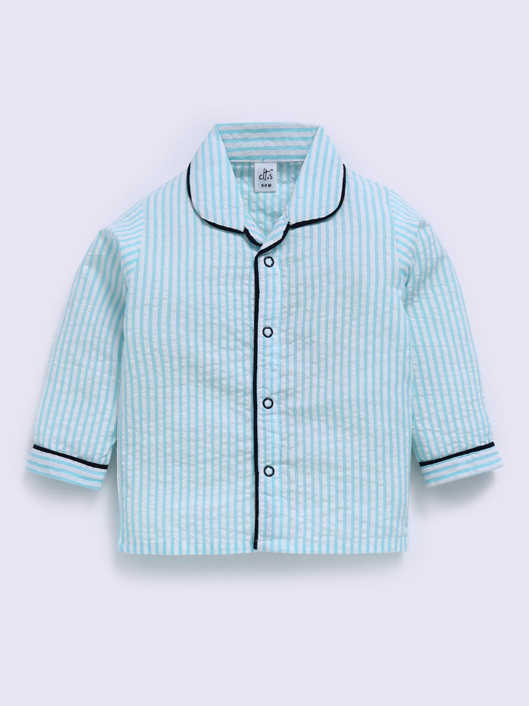 Blue Cotton Typography Full Sleeve Night Suit