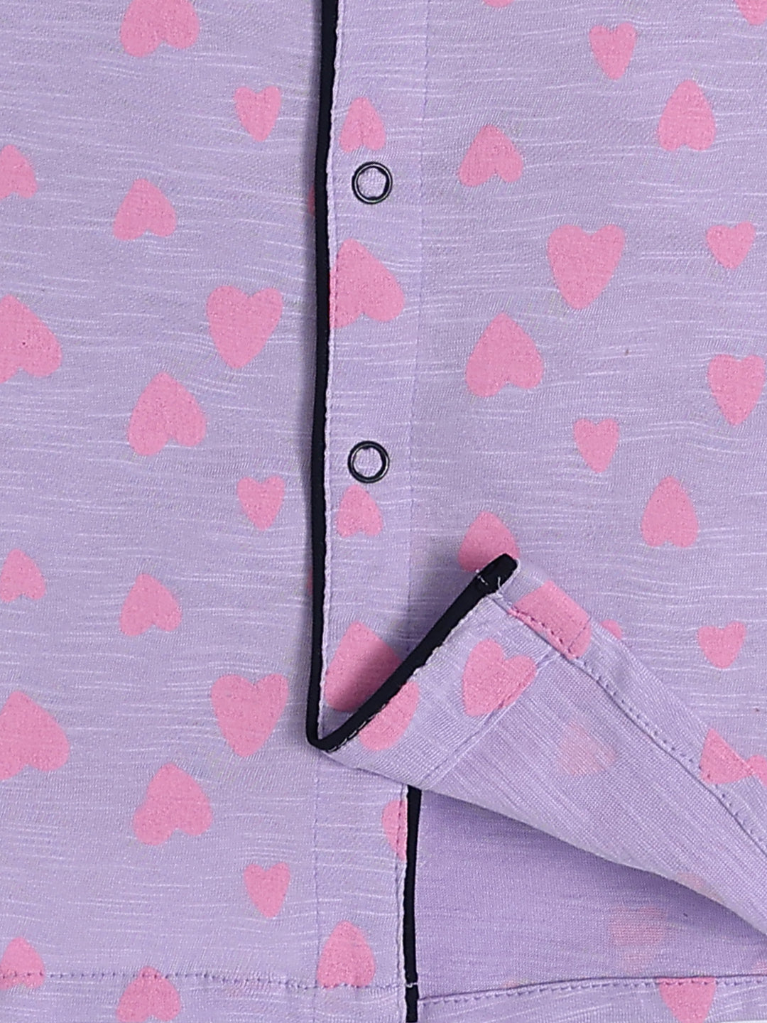 'Hearts' Mauve Cotton Half Sleeve Night Suit