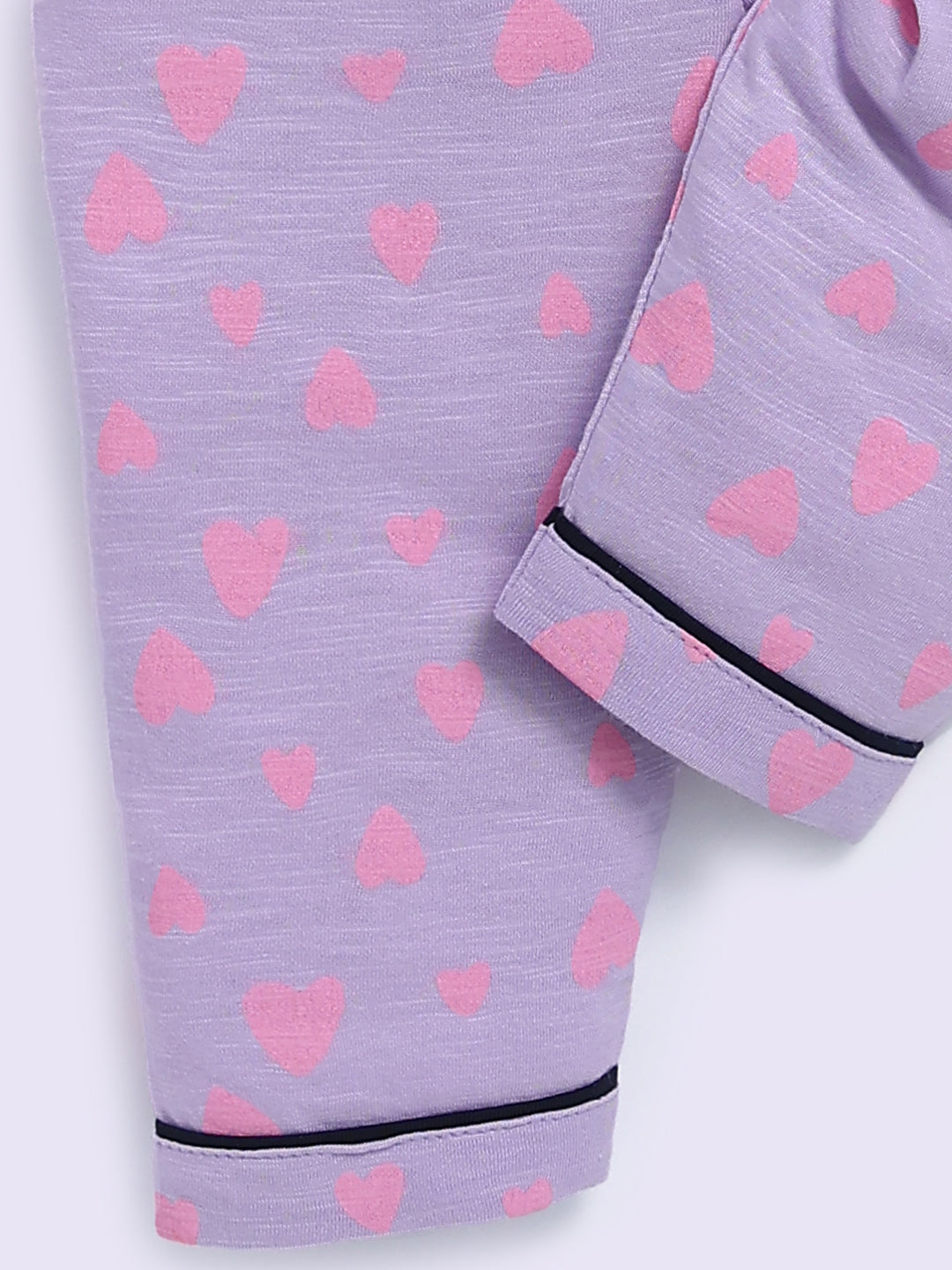 'Hearts' Mauve Cotton Half Sleeve Night Suit
