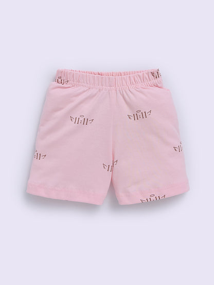 Pink Cotton Graphic Half Sleeve Co-ord Set