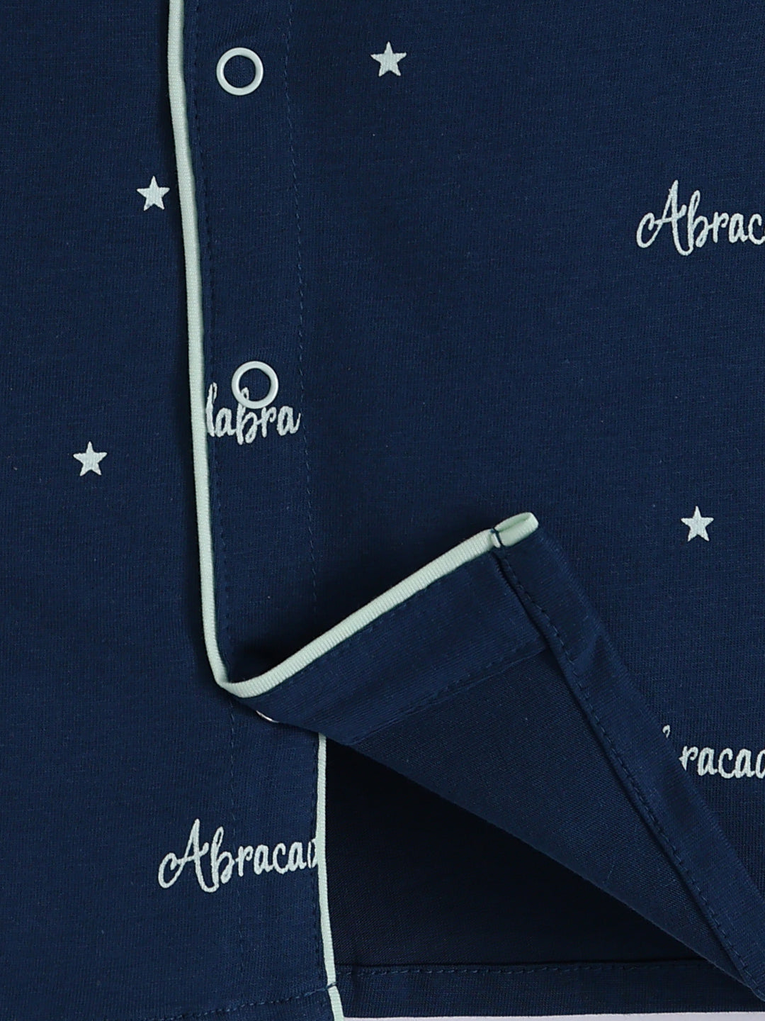 Blue Cotton Typography Full Sleeve Night Suit