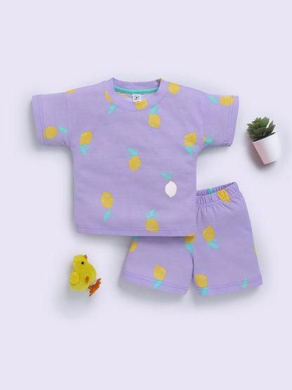 Mauve "Lemons" Short Sleeves Co-ord Set
