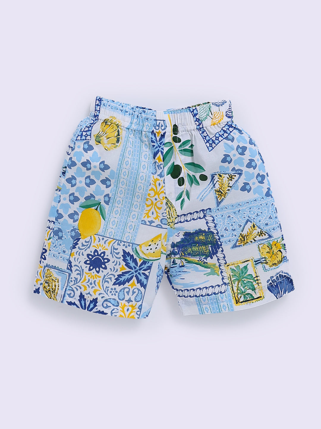 Blue Cotton Tropical Half Sleeve Co-ord Set