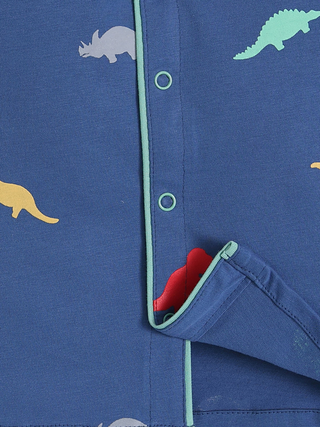 Blue Cotton Dino Print Full Sleeve Night Suit