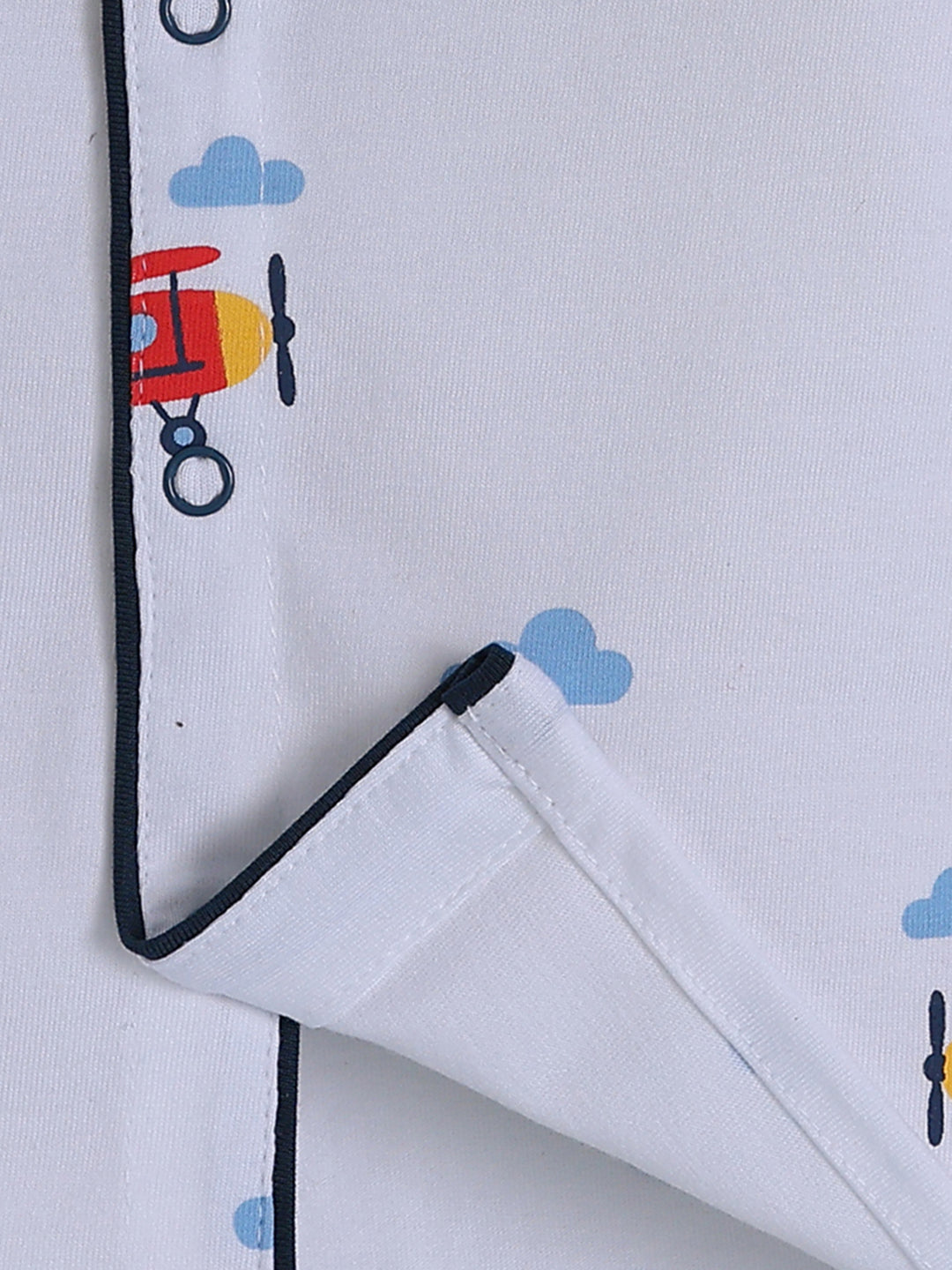 White Cotton Graphic Full Sleeve Night Suit
